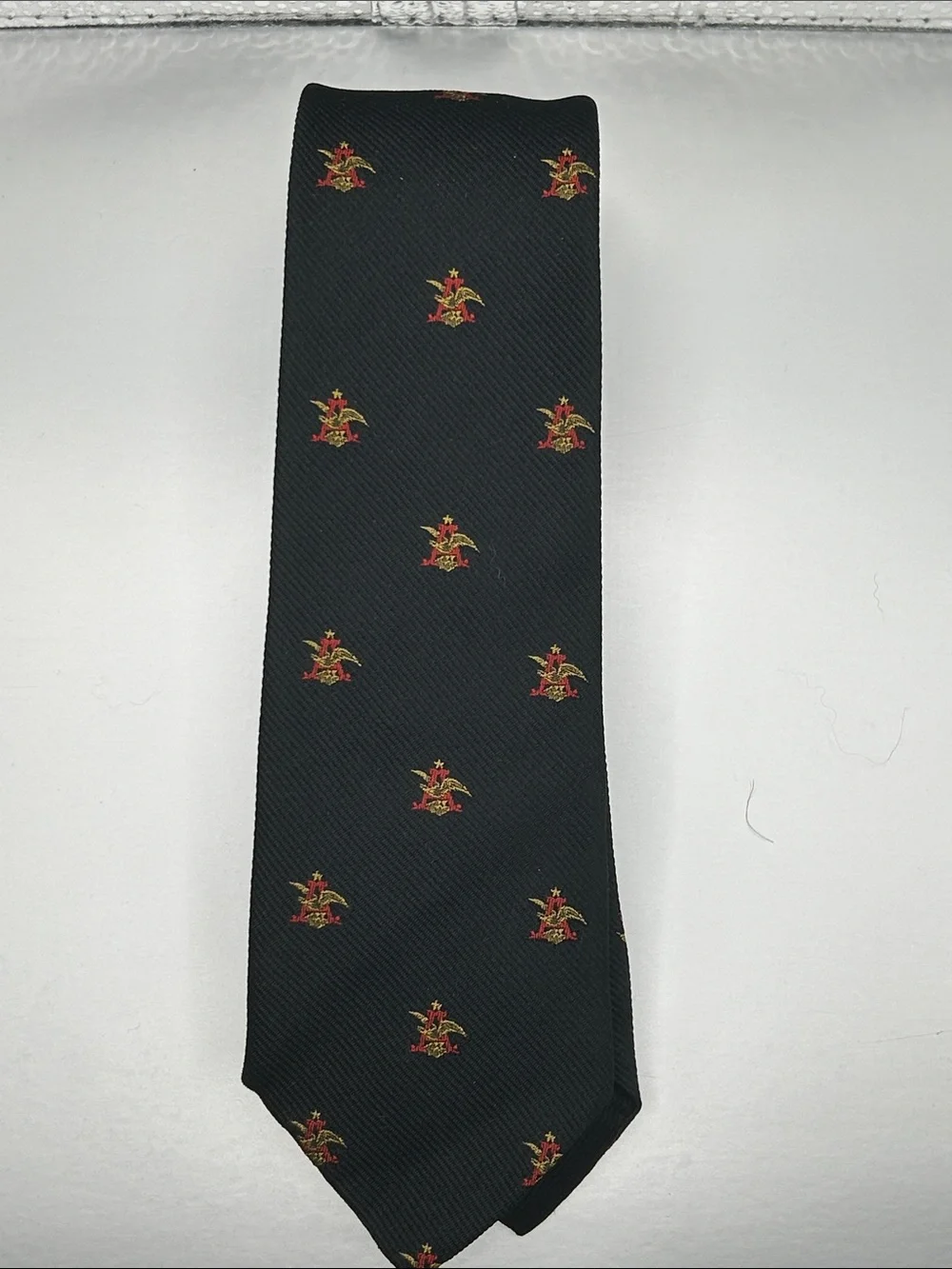Vintage Anheuser Bush Black Tie with Logos by Jennings Jones Ltd NYC 3” wide